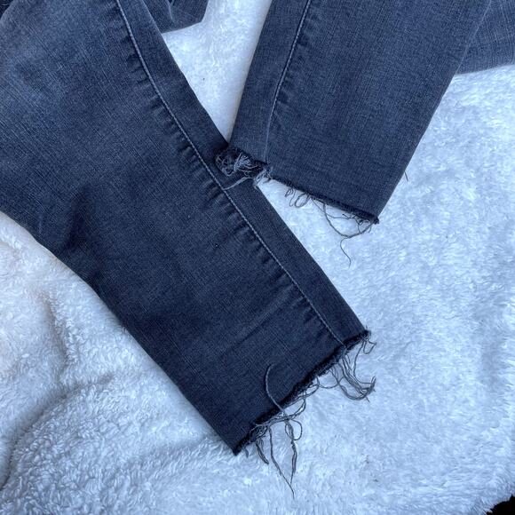 MADEWELL 9" Mid-Rise Skinny Raw Hem Distressed Ripped Knee Black Grey Jean 28 - Picture 5 of 8